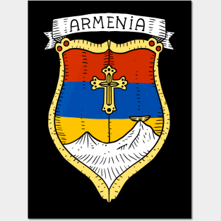 Armenia, flag with mountain Ararat. Posters and Art